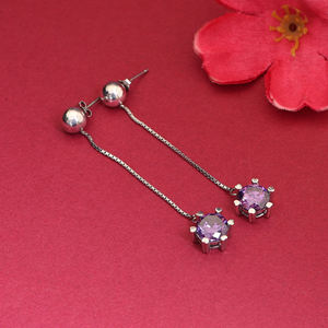 Pendientes de Plata de Ley 925 con Gemas Moradas de Diseño 2026, para Mujeres y Niñas, Ideales para Bodas y Fiestas - Product Image 4