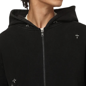 Custom <b>Mens</b> Full <b>Zip</b> Hoodie Embroidered Detail <b>Fleece</b> <b>Zip</b> <b>Up</b> Casual Streetwear Sweatshirt OEM Customized Clothing Manufacturer - Product Image 3