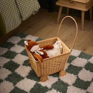 Chariot de rangement en rotin artisanal pour enfants, avec roues en bois et poignée, idéal pour la décoration de la chambre de bébé – Meilleures ventes en gros - Product Image 3