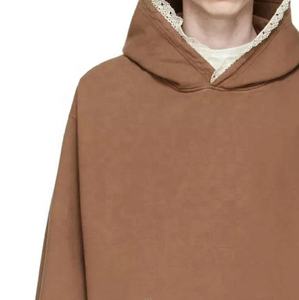 Sudadera con capucha de gran tamaño para hombre personalizada con detalle de ganchillo sudadera de chándal de invierno técnica teñida lisa - Product Image 3