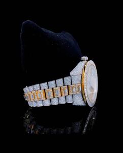 Moissanite Diamond Studded Hip Hop <b>Watch</b> Fully Iced Out <b>Quartz</b> <b>Watch</b> Two Tone Real Gold <b>Watch</b> for <b>Men</b> - Product Image 5
