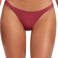 Set Bikini Wanita Warna Solid, Bra Segitiga Tanpa Kawat Tanpa Punggung, Celana Thong, Pakaian Renang Stretch, Pakaian Pantai, Rajutan Spandex/Nylon