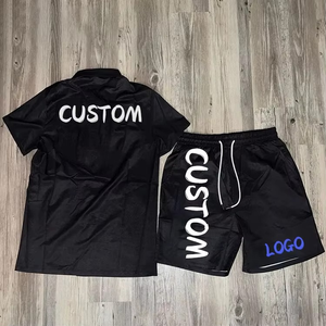 Conjunto de 2 Piezas de Verano para Hombre, Estilo Urbano, con Gráficos Personalizados, 100% Algodón, Pantalones Cortos y Camiseta Oversize con Lavado Ácido - Product Image 1