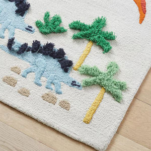 พรมปูพื้นผ้าฝ้ายทอมือ ลายไดโนเสาร์ซาฟารี พรมเด็กเนื้อนุ่ม ทำด้วยมือ สำหรับห้องเด็กอ่อน ห้องเล่น และตกแต่งห้องเด็ก - Product Image 3