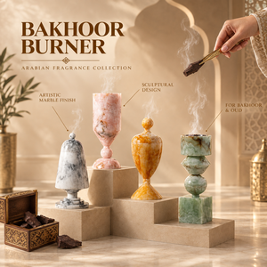 Brûleur à Bakhoor sculptural en résine solide |   Porte-encens en marbre finition Oud arabe, décoration islamique pour la maison, cadeau de Ramadan et de l'Aïd, décoration de luxe - Product Image 5