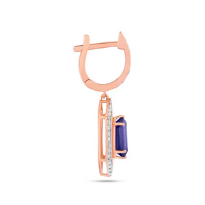 ต่างหูห้อยประดับจี้รูปหกเหลี่ยมสีโรสโกลด์บลู - Product Image 3