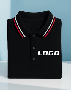 <b>Black</b> Solid Knitted Cotton for <b>Shirt</b> Men Breathable Short Sleeve Work Fashion Custom Logo Printing Silk Screen OEM Service - Product Image 1