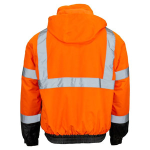 Men's High Visibility Reflective <b>Work</b> Jacket Winter Insulated Windproof Bomber Style with Zipper Closure and Pockets - Product Image 2
