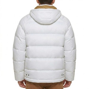 Men's <b>White</b> Hooded Puffer <b>Jacket</b> Heavyweight Winter Insulated Zip Up Bubble Coat Thick Warm Casual Streetwear Outerwear - Product Image 2
