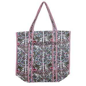 Bolso Tote Grande de Algodón 100% Puro Acolchado para Mujer, Estampado a Mano, con Asa Larga, Diseño Floral Multicolor, Nuevo Estilo, Productos Populares, Tela Ecológica - Product Image 4