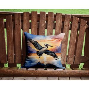 Pelican Fyling at Sunrise Coussin décoratif lavable en machine pour l'intérieur et l'extérieur 14H x 14W pour la décoration du canapé, du lit et du patio - Product Image 2