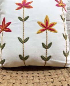 Nordic Embroidered Floral <b>Cushion</b> Cover Square Linen Throw Pillow Case for Home Sofa - Product Image 3