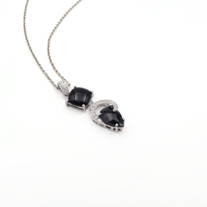 925 Sterling Silver Natural <b>Black</b> <b>Onyx</b> Pendant and <b>Earring</b> Set Rhodium Plated OEM ODM Fine Jewelry - Product Image 4