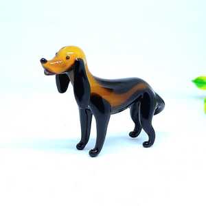 Handblown Glass <b>Dog</b> <b>Figurine</b> Black and Amber Animal Decor Handmade Craft Art Piece - Product Image 3