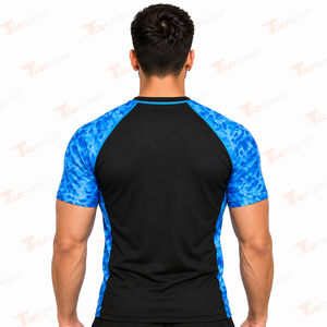 Men Surf Swim <b>T</b>-<b>Shirt</b> Slim Fit Short Sleeve Polyester Spandex <b>UV</b> Protection Quick Dry Stretch Breathable Rash Guard Beach Wear - Product Image 4