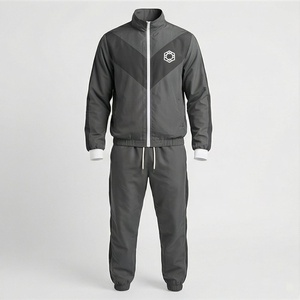 Chándal Deportivo Gris con Capucha para Hombre, con Cierre Completo, Logotipo Frontal, Color Sólido, Transpirable, para Invierno - Product Image 1