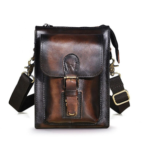 Sac banane multifonction en cuir de qualité pour homme, style rétro café, sacoche messager, pochette de téléphone d'été - Product Image 1