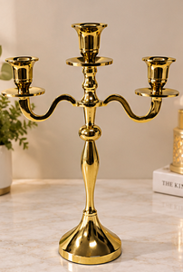 Modern Gold Candelabra 3 Arms Candle Jar Holder Wedding Centerpieces Glass Decorative Stand Home <b>Decoration</b> for Dinner Wedding - Product Image 2