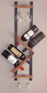 Porta botellas premium, mueble decorativo de pared, elegante almacenamiento de vino, expositor de vino geométrico, diseño moderno para bar, bambú natural - Product Image 5
