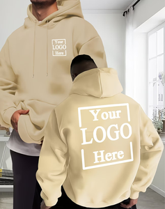 Sweat-shirt à capuche personnalisé beige, pull décontracté pour adultes, toutes saisons, vêtements promotionnels, impression sérigraphique, fabriqué au Bangladesh - Product Image 1