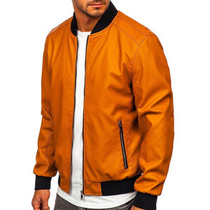 Bomber <b>Leather</b> <b>Jackets</b> Casual Stand Collar Zip-Up <b>Long</b> Sleeve Winter Fashion Cow Skin <b>Leather</b> Mens Waterproof Windproof - Product Image 5