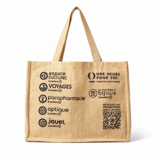 Bolsa de Compras de Yute Impresa Premium, Reutilizable y Ecológica, con Asas Resistentes para Comercio Minorista y Promoción - Product Image 1