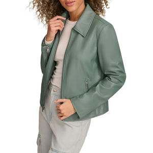 High Quality Wholesale <b>Women</b> Leather <b>Jacket</b> Custom Design Full Sleeve Breathable Outdoor Street Wear Leather <b>Women's</b> <b>Jackets</b> - Product Image 4