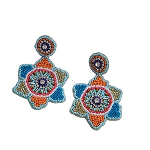 Pendientes de Tela Bordada y Cuentas, Pendientes Personalizados con Múltiples Cuentas, Joyería Festiva para Mujer al Mejor Precio - Product Image 1