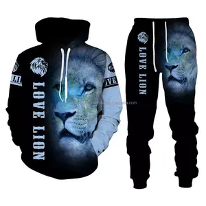 Custom Embroidered Logo Men Tracksuit Men 3 Piece Set Coat Hoodies Pants Oversized Hoodie Fit Joggers Suits 2