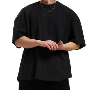 Vente en gros T-shirt à manches courtes en coton surdimensionné personnalisé T-shirt vintage lourd de style décontracté pour hommes respirant - Product Image 1