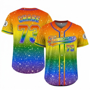 Maillot de baseball personnalisé sublimé pour homme, dégradé arc-en-ciel, nom d'équipe 73 Chase, séchage rapide, manches courtes, toutes saisons, uniforme adulte - Product Image 1