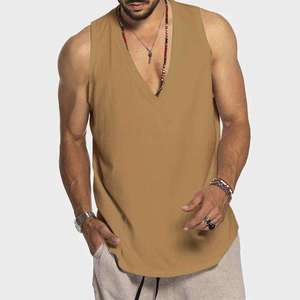 Camiseta sin mangas de algodón para hombre, deportiva de verano, 100% algodón, camiseta base sin mangas para hombres de mediana edad y mayores, camiseta interior de succión. - Product Image 4