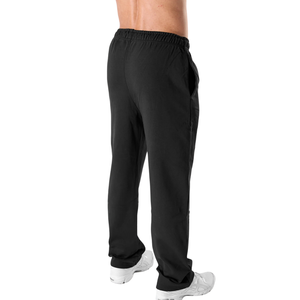 Pantalon de jogging unisexe noir en molleton épais, mélange de coton, avec revers élastiques, personnalisable avec logo OEM, pour commande en gros - Product Image 2