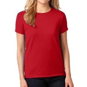T-shirt à col rond pour femme, 100% coton, manches courtes, coupe classique, couleur unie, jersey décontracté, respirant, évacuant l'humidité - Product Image 6