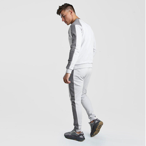 Mens Beige 100% Cotton Fleece Tracksuit Set Crewneck Sweatshirt Long Sleeve Jogger Pants Casual Cozy Loungewear Autumn Winter - Product Image 4