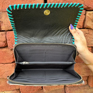 กระเป๋าสตางค์หนังฟอกมือสำหรับผู้หญิง, กระเป๋าคลัทช์หนังวัวมีสไตล์ - Product Image 6