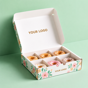 Custom Logo Design Food Grade Paper Mochi Donut Biscuit Cookie <b>Macaron</b> Dessert Packaging Cafe Bakery Foldable Paper <b>Box</b> - Product Image 3
