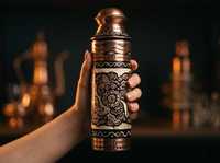 Cangkir Tembaga Murni Ukiran Tangan Ringan Tahan Cuci Mesin 1000ml Unisex Kotak Hadiah Desain Enamel Bunga Perlengkapan Minum Ayurveda