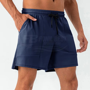 Men's Solid Color Quick Dry Sports Shorts <b>Elastic</b> Waist Drawstring Pockets 100% Polyester Woven Fabric Mid Length Sporty Style - Product Image 1