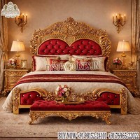 Lit rond moderne de luxe pour maison haut de gamme, ensemble de chambre à coucher en teck de haute qualité, confortable, hauteur réglable, prix Inde