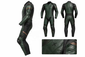Combinaison de moto en cuir coupe classique |   Vert Forêt |   Fabricant OEM ODM |   Qualité de conception haut de gamme |   Vêtements de course - Product Image 6