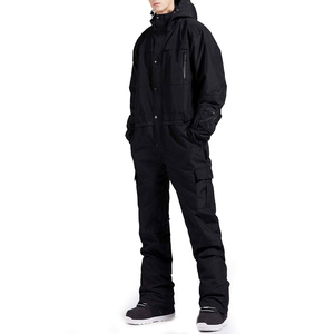 Combinaison de ski imperméable pour femme, noire, 10 000 mm, avec capuche, isolation synthétique, fermeture éclair, tenue de sport d'hiver pour l'extérieur - Product Image 1