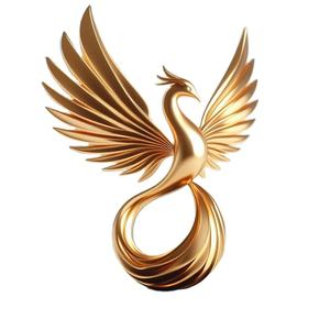 Sculpture d'oiseau phénix en métal doré de luxe, décoration de table pour la maison, le bureau, l'hôtel, art moderne, objet décoratif, maison et bureau - Product Image 1