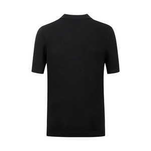 Pull-over Homme Personnalisé Respirant Brodé Uni 100% Coton Printemps-Été Noir à Col et Manches Courtes - Product Image 2
