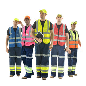 Chaleco de seguridad rosa de alta visibilidad con rayas reflectantes y múltiples bolsillos, chaleco de trabajo unisex - Product Image 6