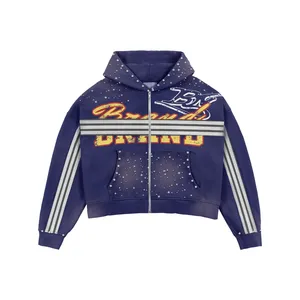 Ensemble de survêtement à capuche pour homme, style sportif, bleu foncé, imprimé avec des étoiles et un logo sur le devant, vêtements d'automne - Product Image 3