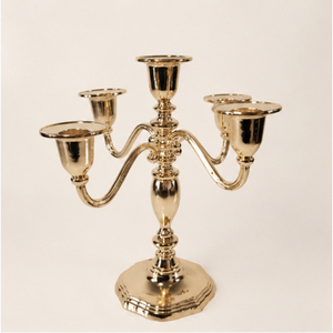 Elegante Centro de Mesa para Boda, Candelabro de 5 Brazos, Portavelas de Metal con Acabado Dorado para Decoración de Fiestas y Eventos - Product Image 3