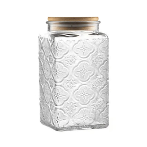 Frasco de vidrio hecho a mano con tapa de madera, diseño único para almacenamiento en la cocina, refrigerios, frutos secos, dulces y especias. - Product Image 1