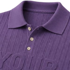 Pull polo côtelé en maille lavande à manches longues, col boutonné, décontracté, doux et chaud pour homme, personnalisable avec logo, qualité supérieure - Product Image 4