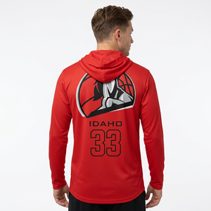 Camiseta de Baloncesto Roja al por Mayor – Sudadera con Capucha de Manga Larga Sublimada, Transpirable y de Ajuste Atlético para Alto Rendimiento - Product Image 2